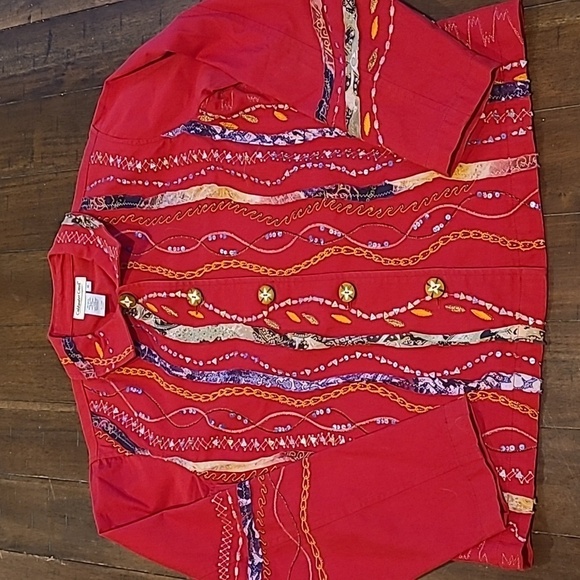 Coldwater Creek Red Embellished Jacket size M - Picture 1 of 4